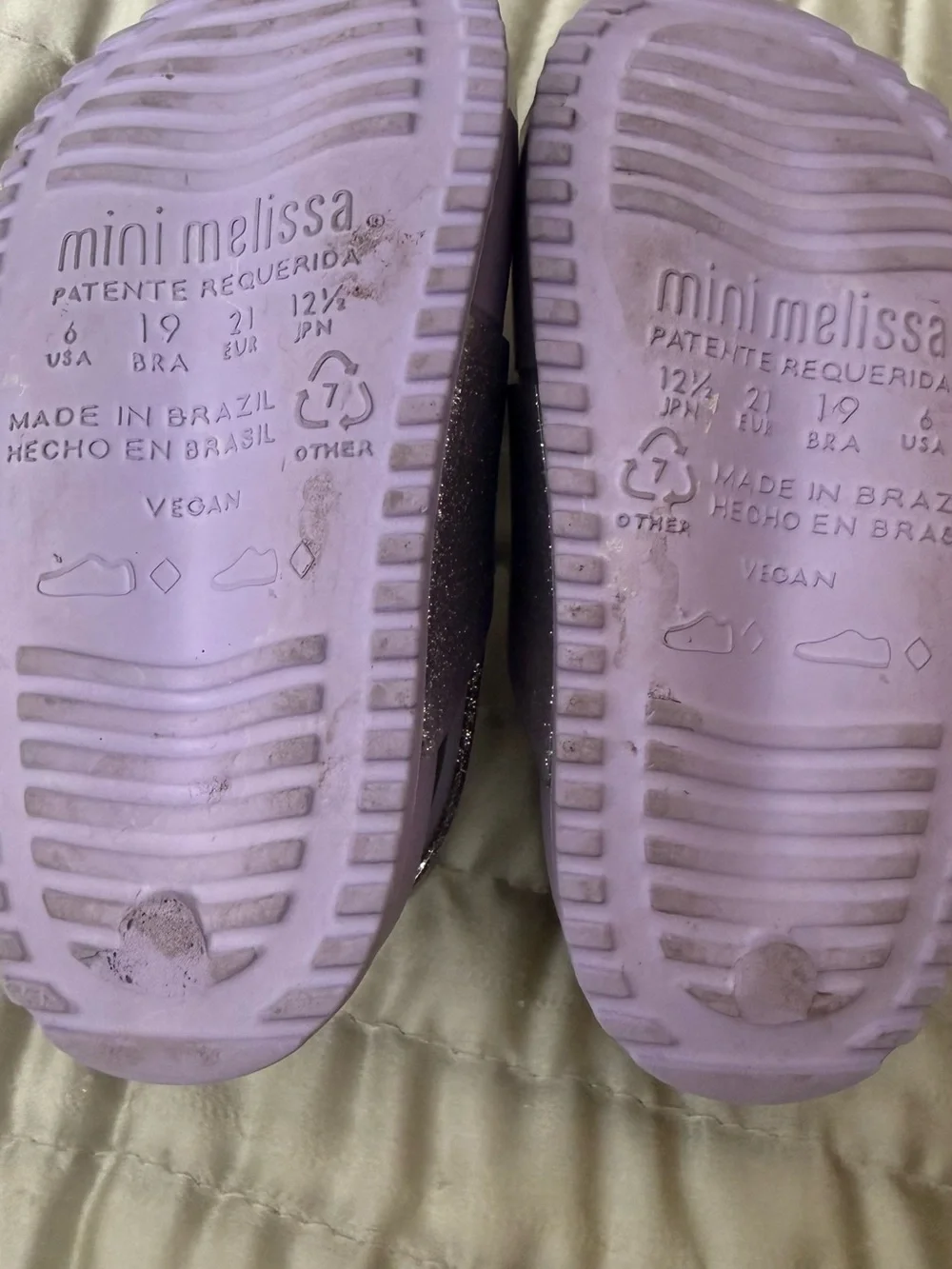 Mini Melissa Lilac Glitter Cozy Kids Sandals